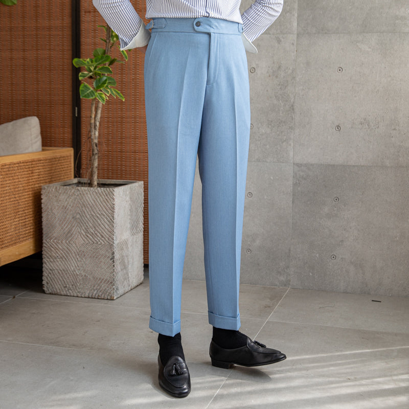Dolce Elastic Straight Fit Pleated Trousers