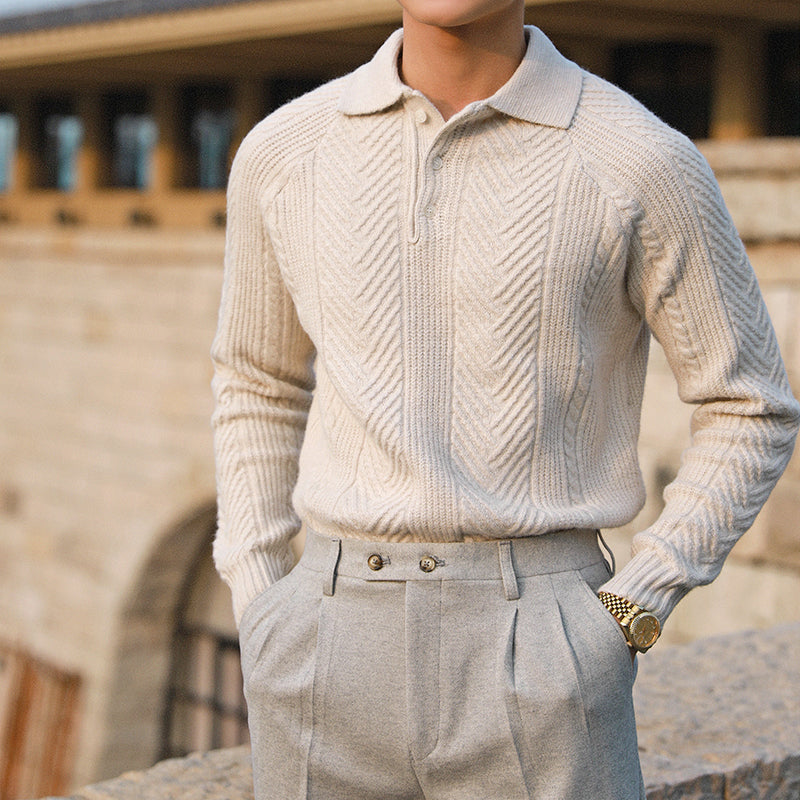 Belmont Patten Knitted Long Sleeve Polo Shirt