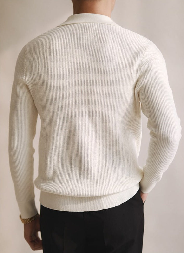 Belmont Buttonless Knit Long Sleeve Polo Shirt