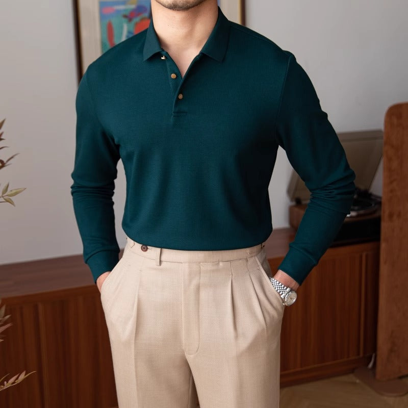 Belmont Knit Cotton Blend Long Sleeve Polo
