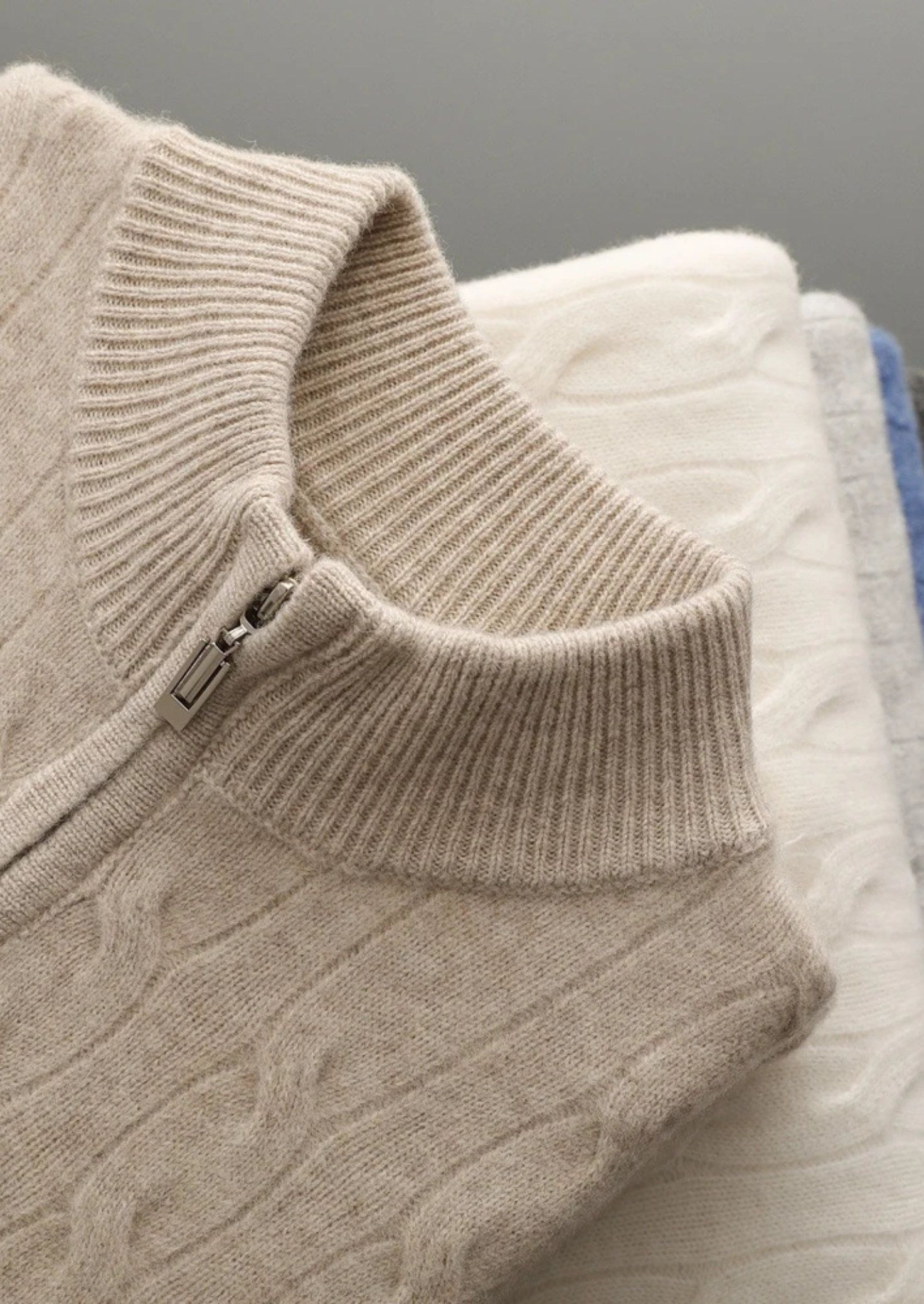 BELMONT WOOL CABLE HALF ZIP