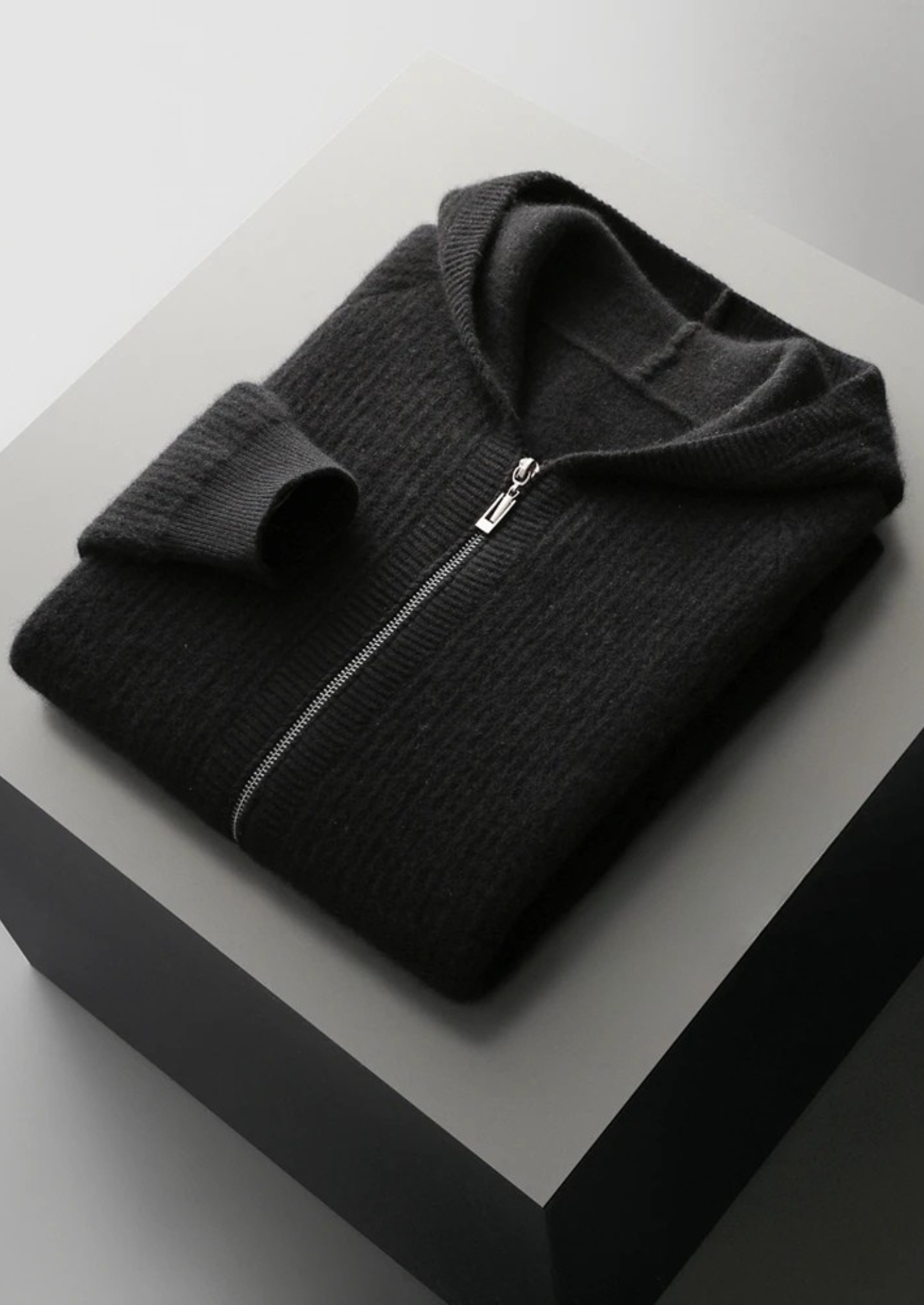 BELMONT WOOL RIBBED ZIPPER HOODIE