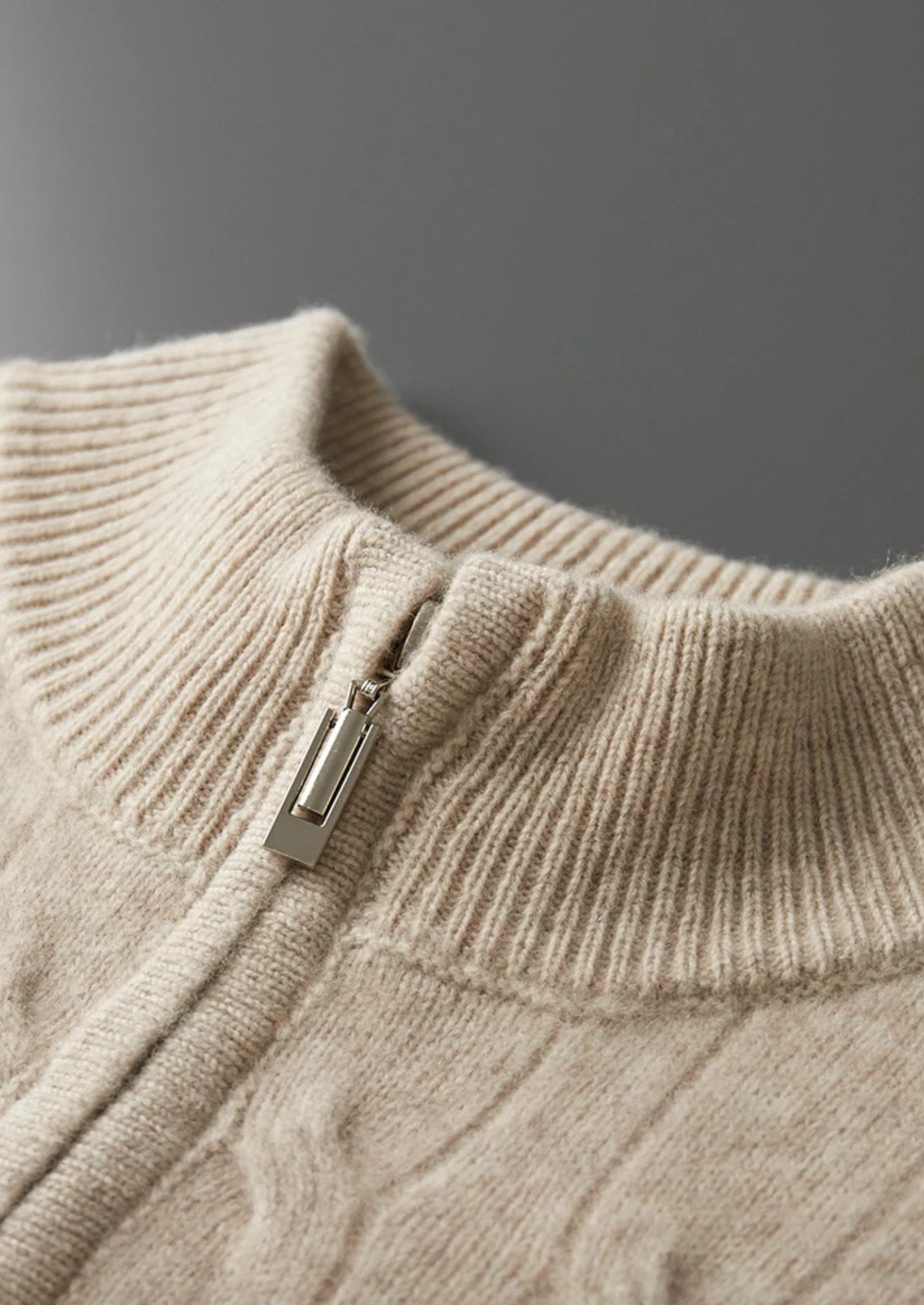 BELMONT WOOL CABLE HALF ZIP
