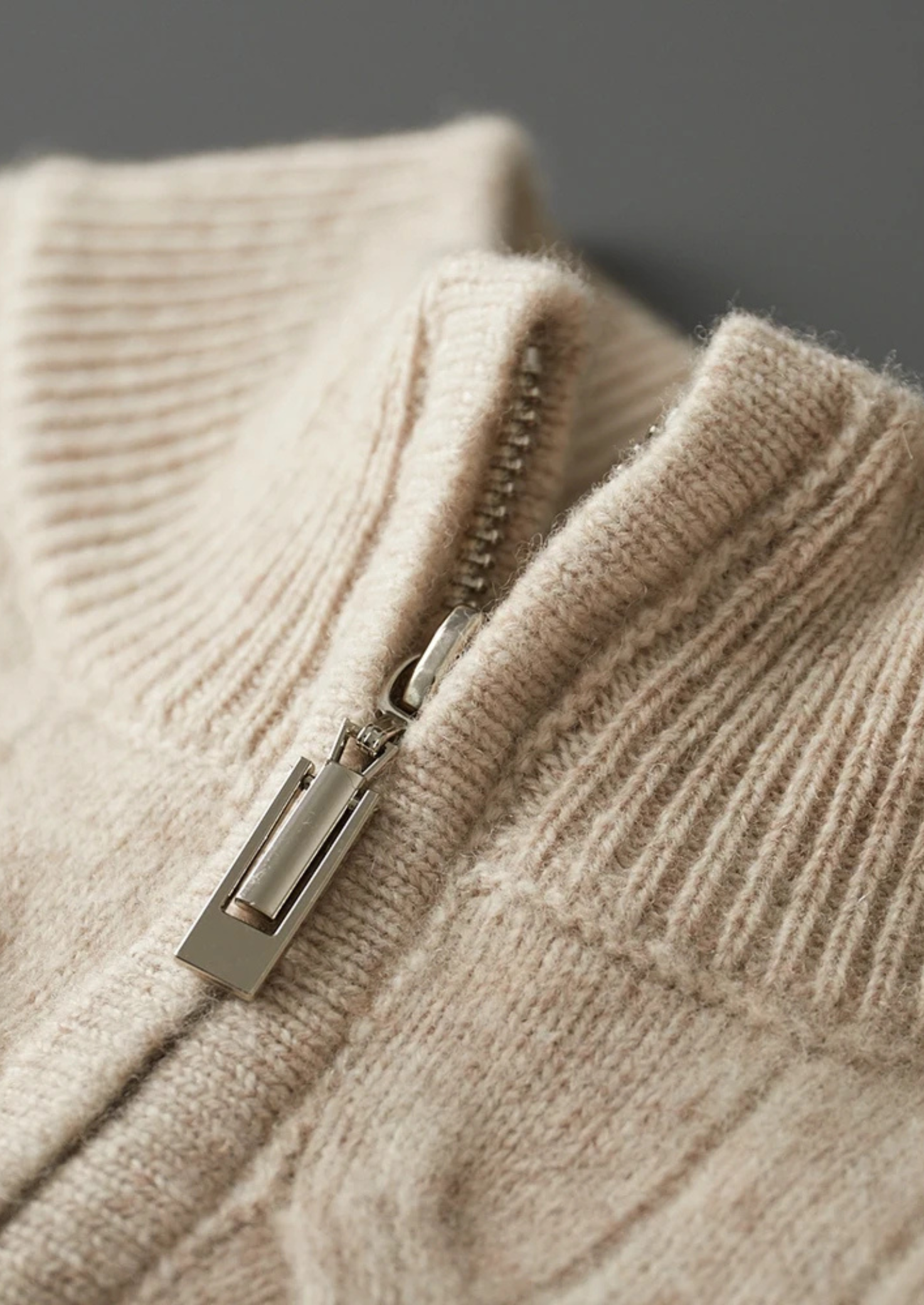 BELMONT WOOL CABLE HALF ZIP