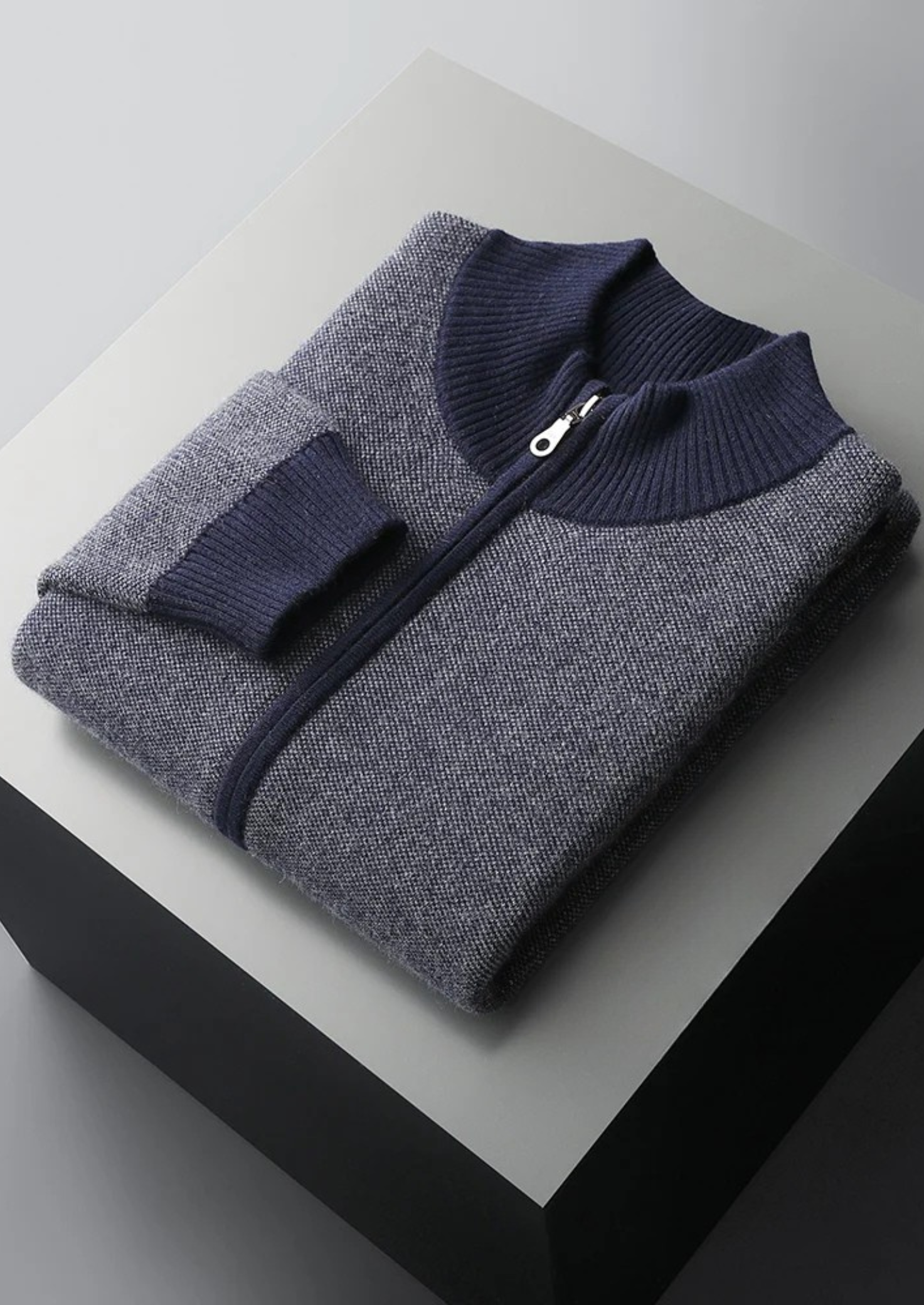 Belmont Cashmere Jacquard Zip Cardigan