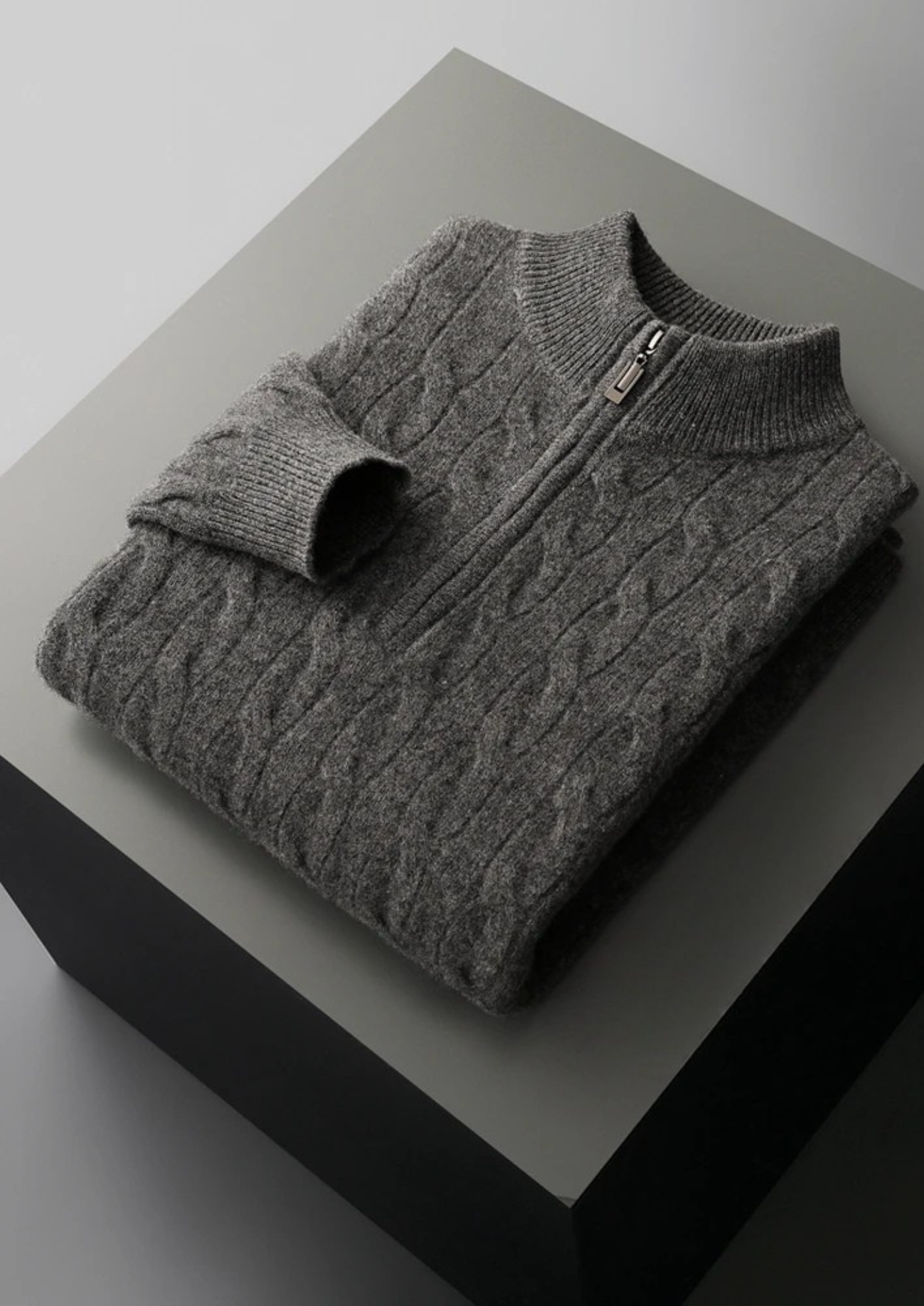 BELMONT WOOL CABLE HALF ZIP
