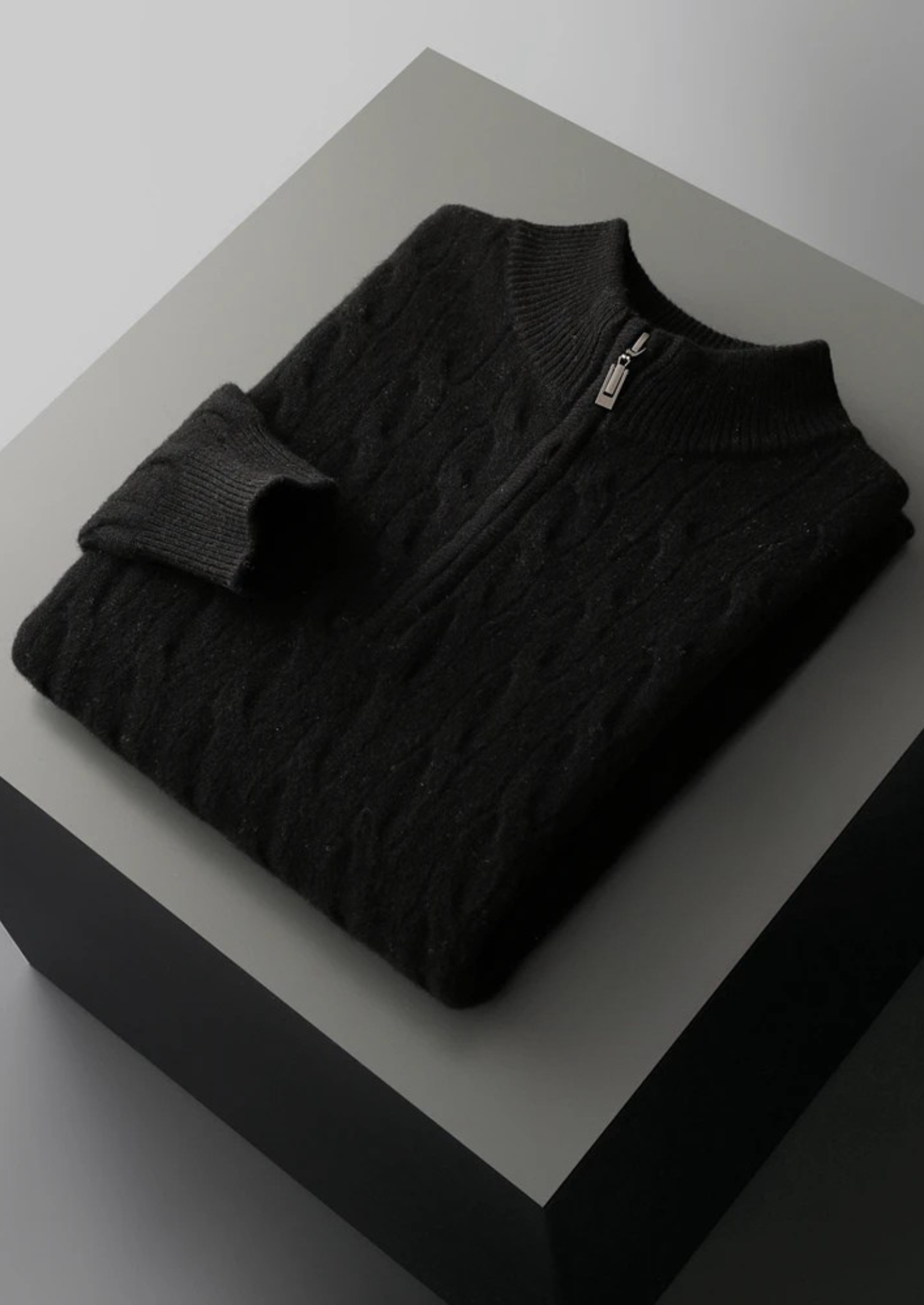 BELMONT WOOL CABLE HALF ZIP