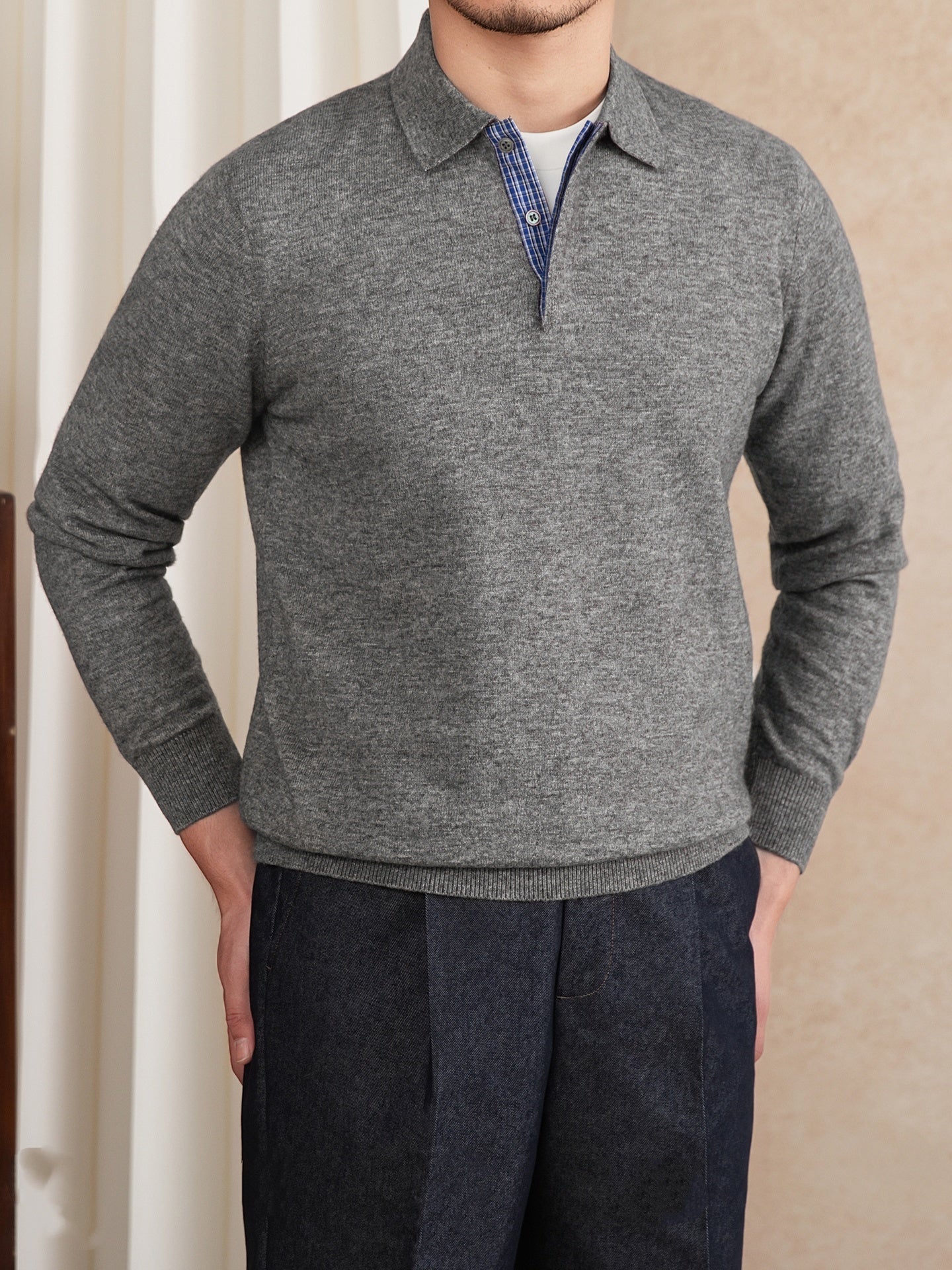 Belmont Wool Blend Long Sleeve Polo