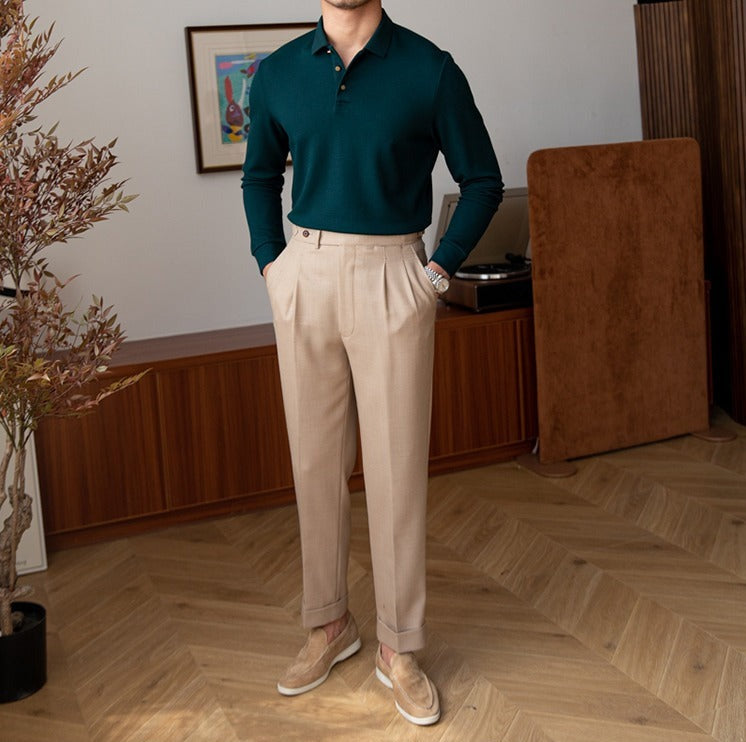 Belmont Knit Cotton Blend Long Sleeve Polo