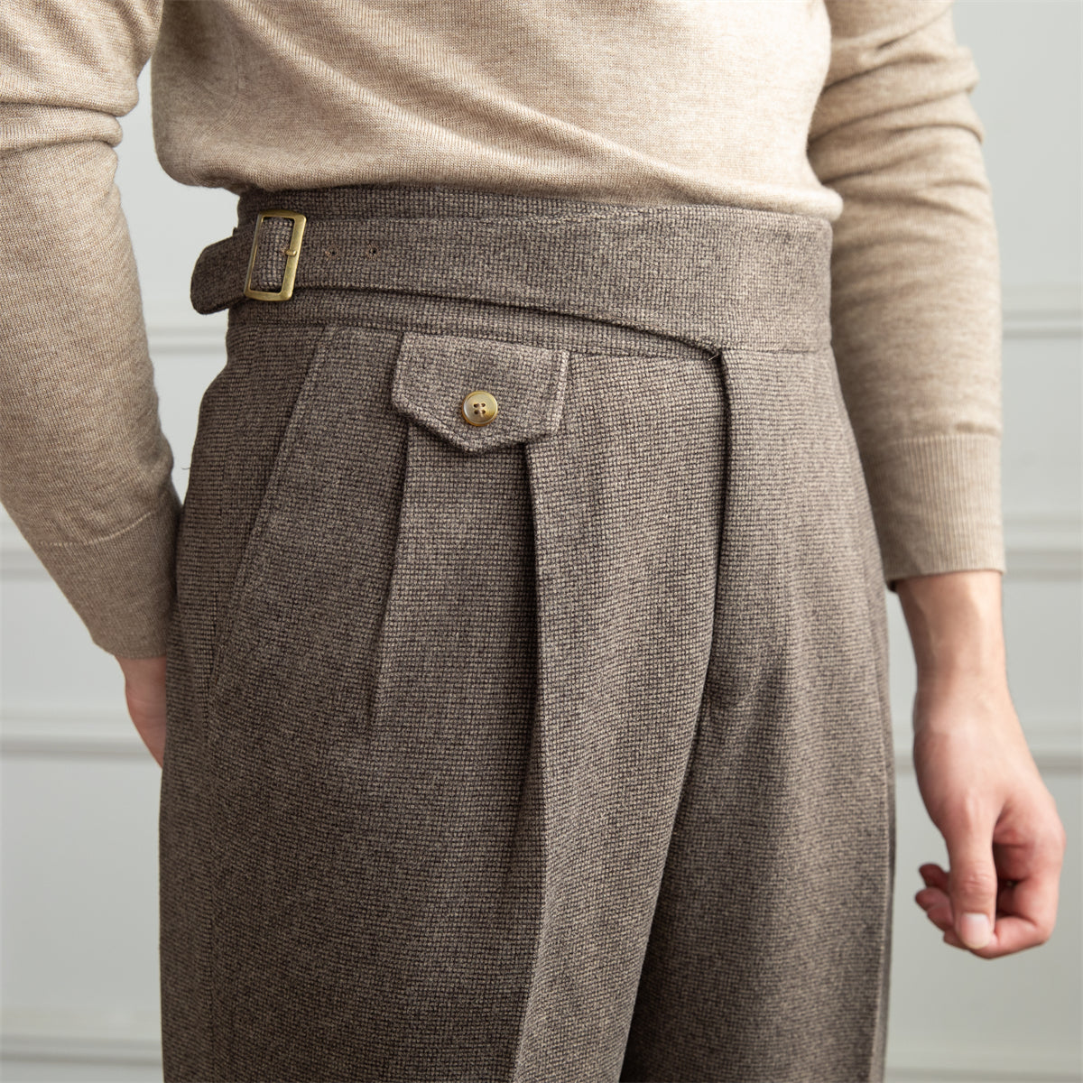 Surrey Textured Houndstooth Straight Fit Trousers