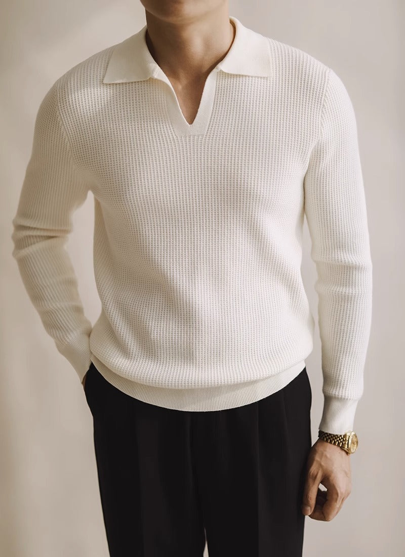 Belmont Buttonless Knit Long Sleeve Polo Shirt