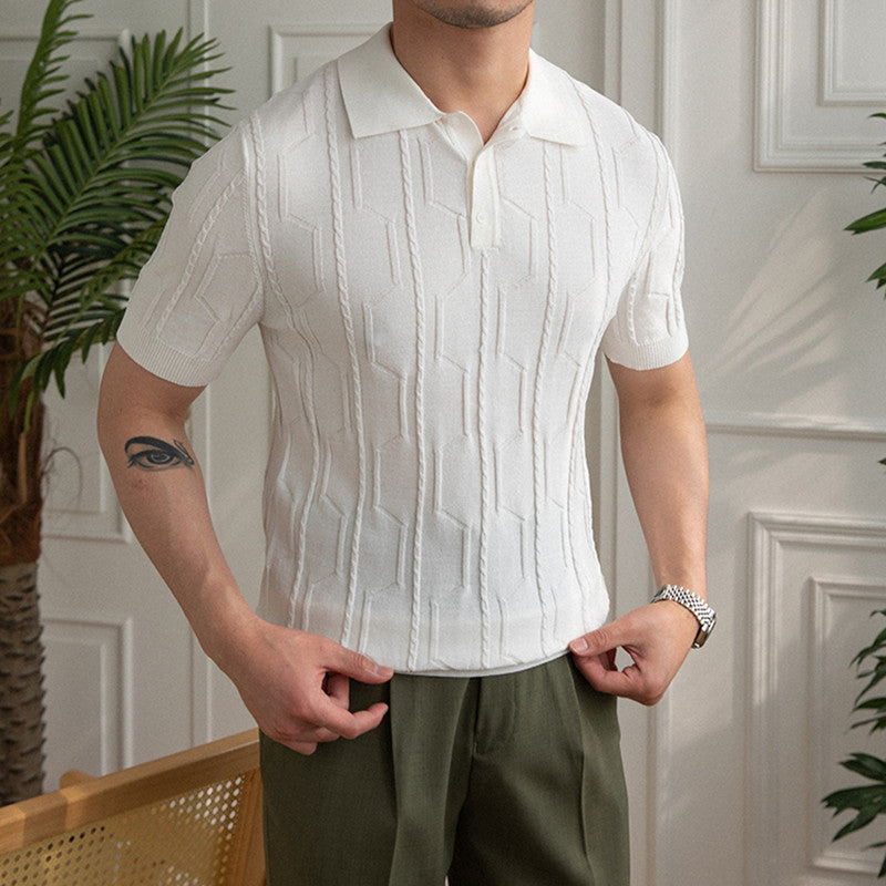 Belmont Embossed Royal Knitted Polo
