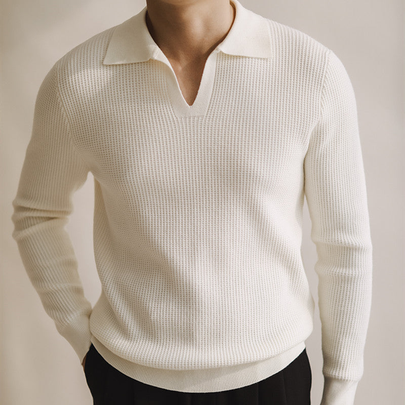 Belmont Buttonless Knit Long Sleeve Polo Shirt