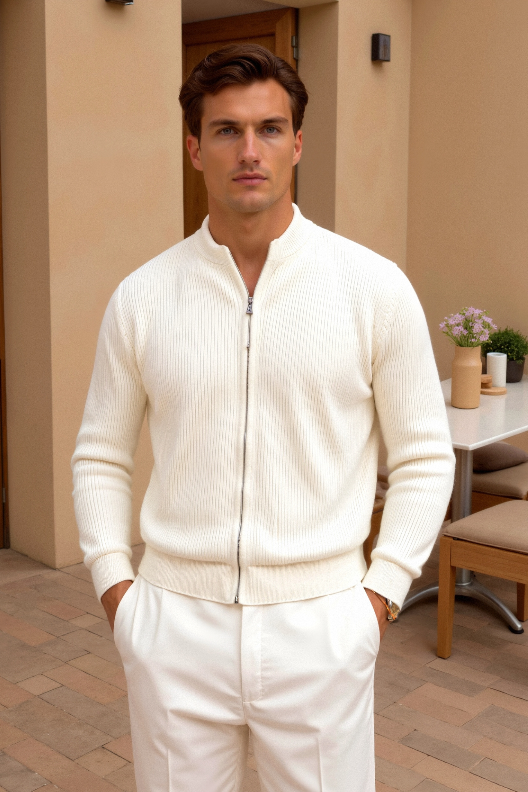 Belmont Solid Knitted Crew Neck Cardigan