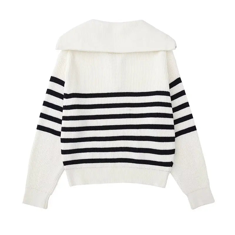 Belmont Striped Zip Up Sweater