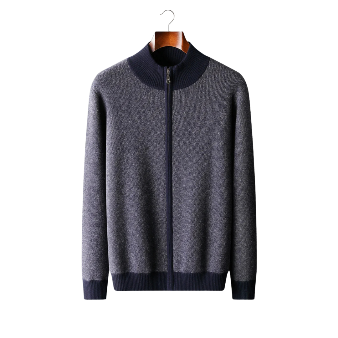 Belmont Cashmere Jacquard Zip Cardigan