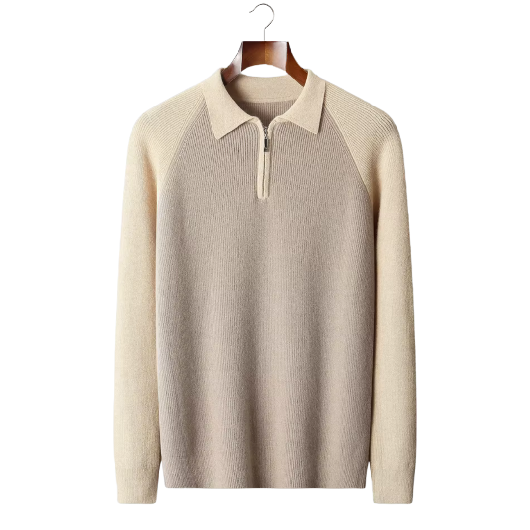 BELMONT TWO TONE ZIPPER SWEATER POLO