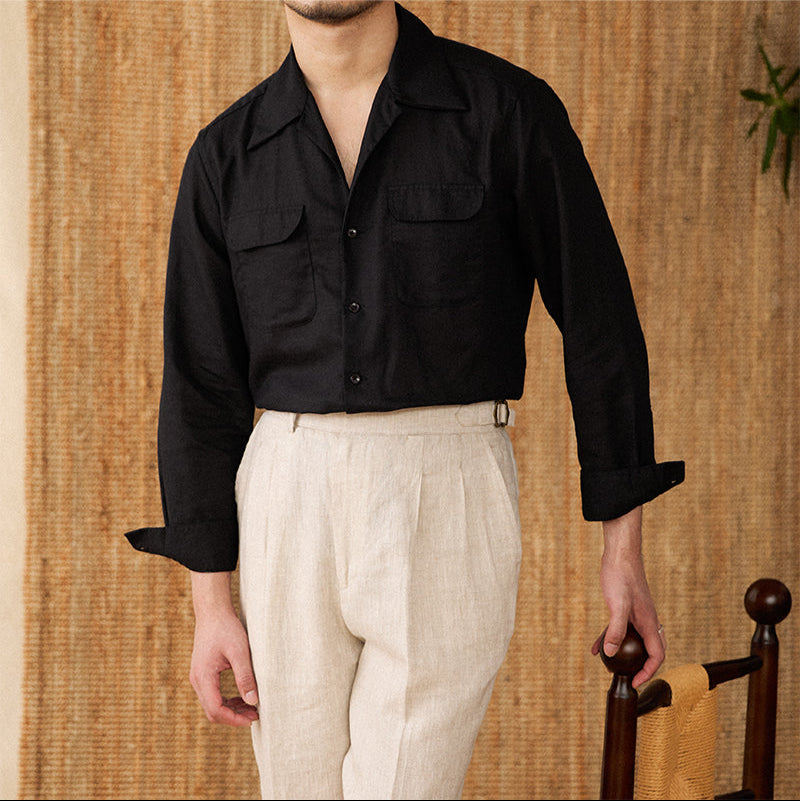 Wineyard Linen Cotton Blend Long Sleeve Shirt