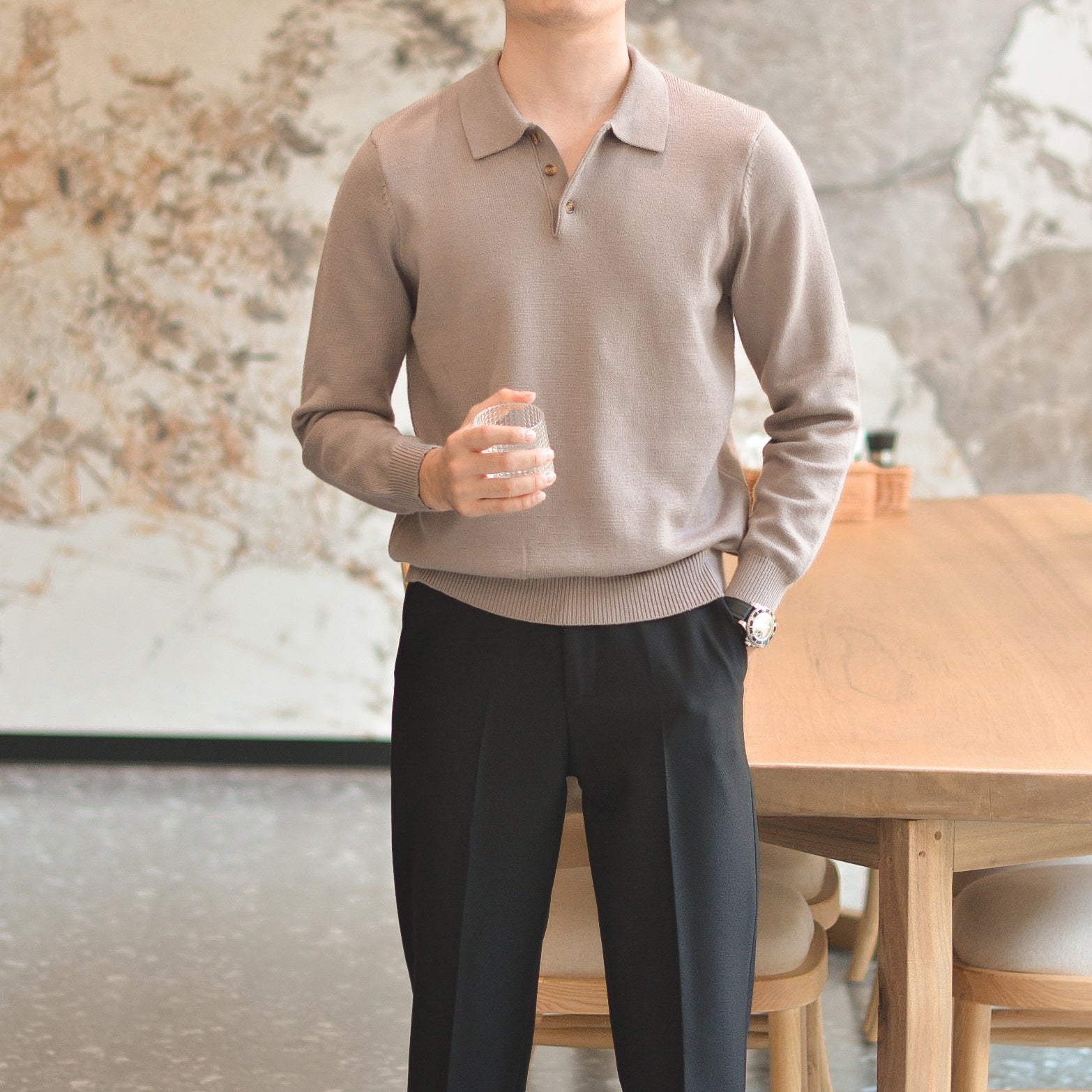 Belmont Everyday Long Sleeve Knit Polo Shirt