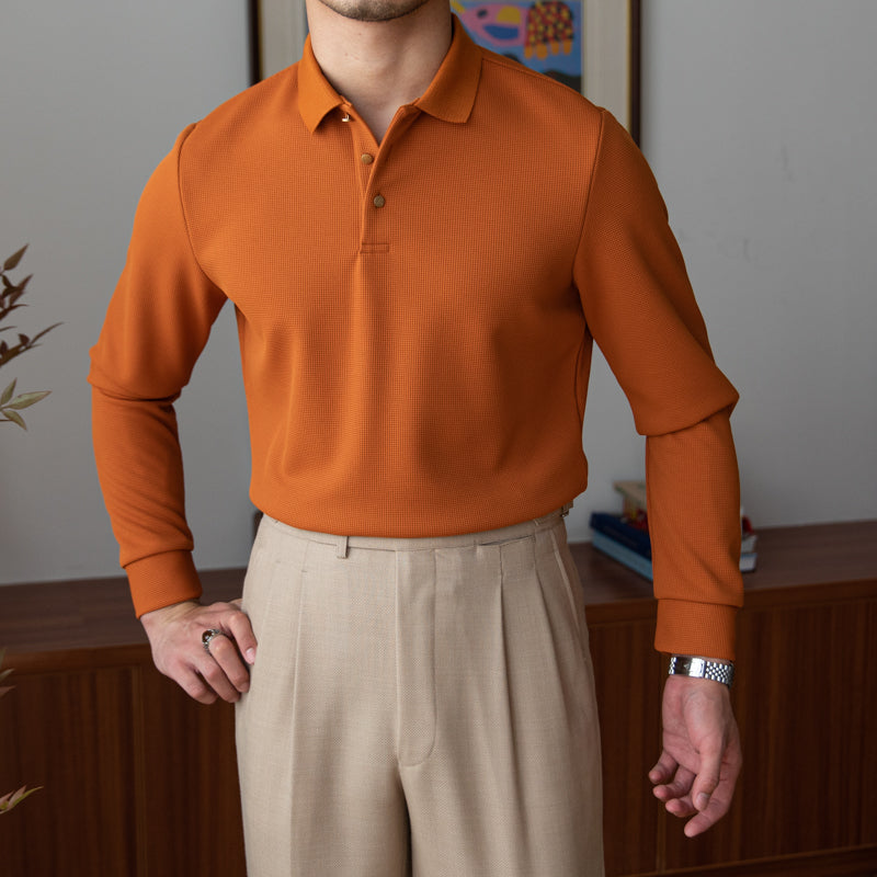 Belmont Knit Cotton Blend Long Sleeve Polo