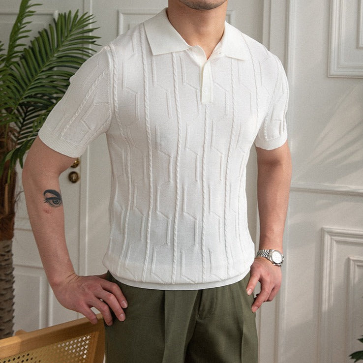 Belmont Embossed Royal Knitted Polo