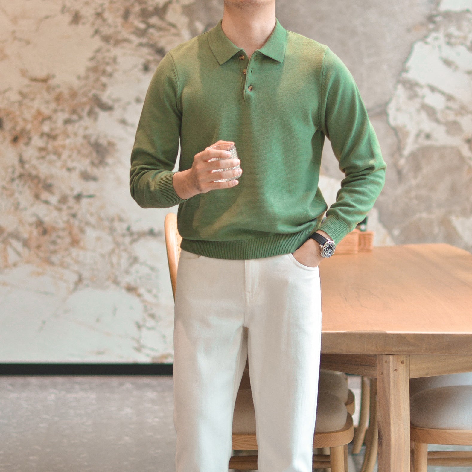 Belmont Everyday Long Sleeve Knit Polo Shirt