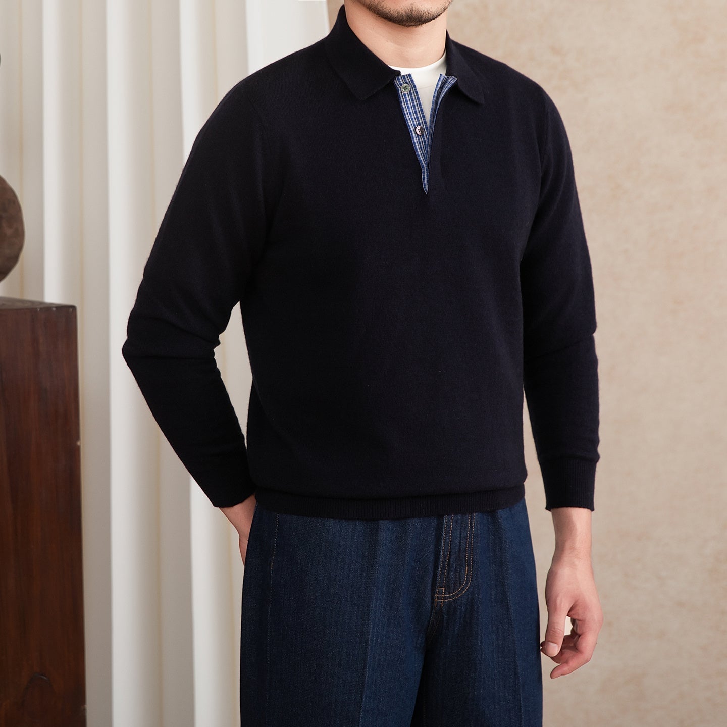 Belmont Wool Blend Long Sleeve Polo