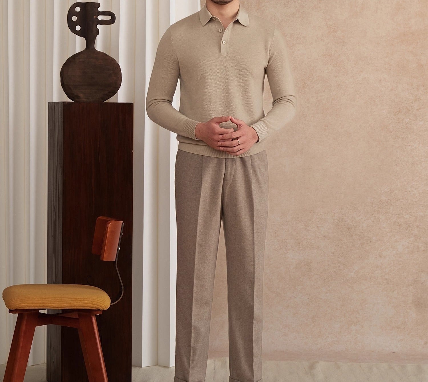 Belmont Wool Blend Long Sleeve Polo Shirt