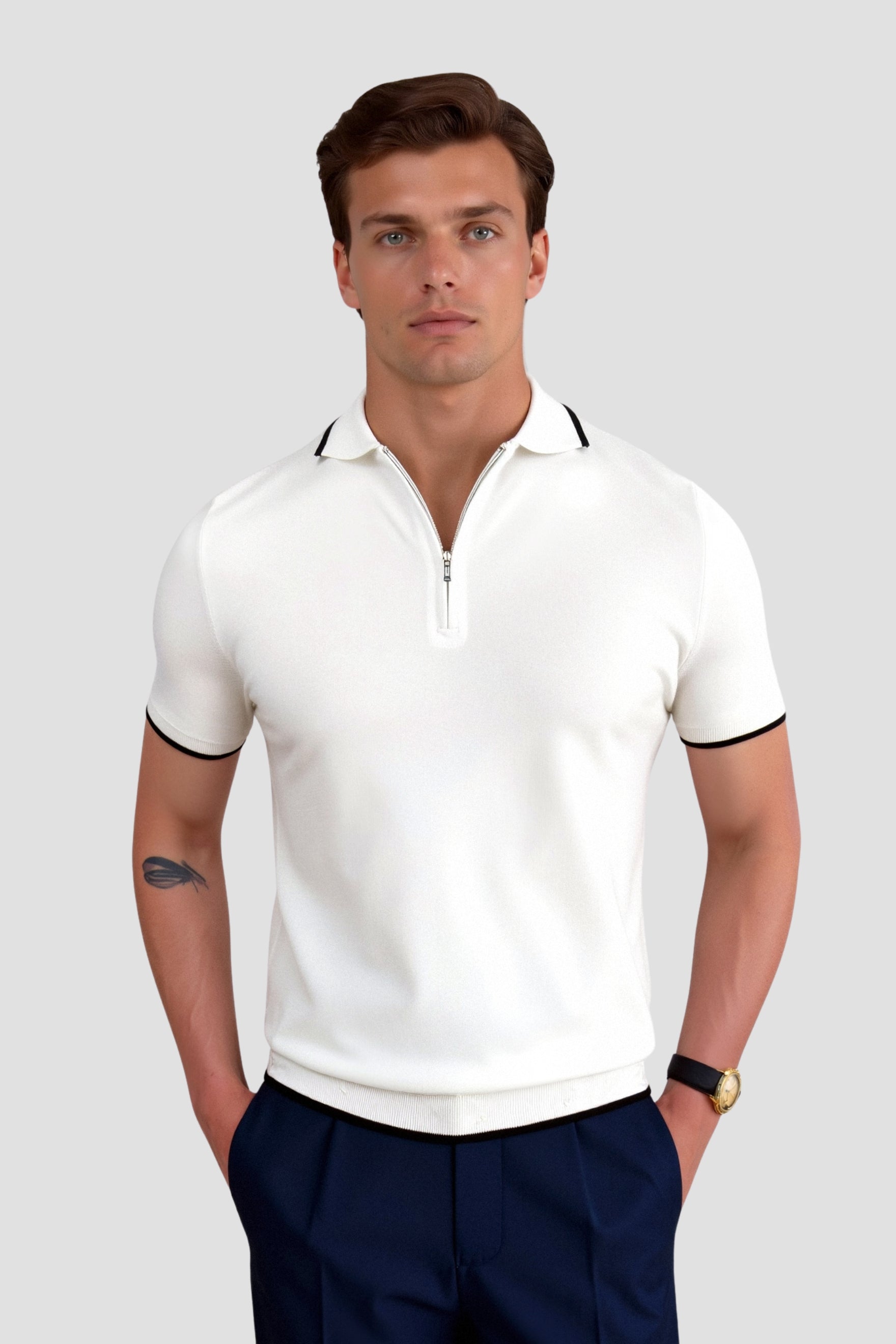 Belmont  Knitted Quarter Zip Golf Polo