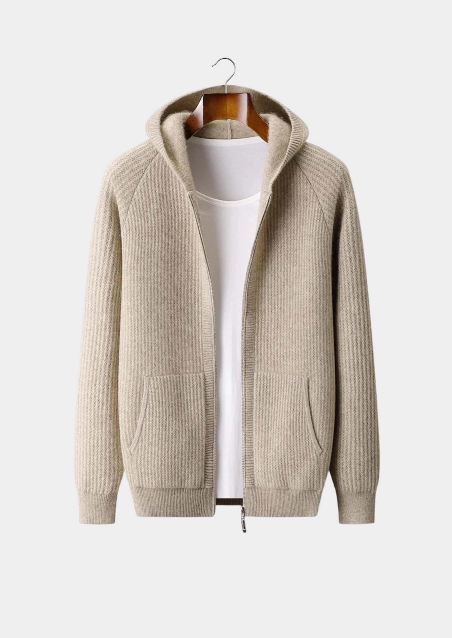 Belmont  Wool Ribbed Zipper Hoodie