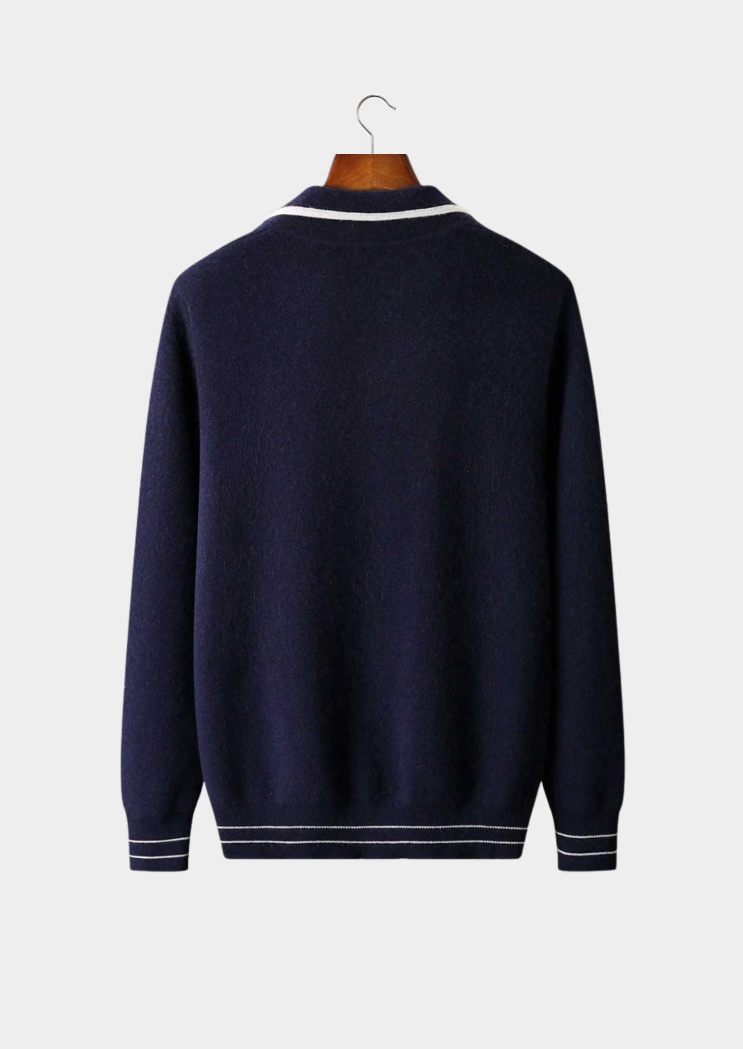 BELMONT WOOL TWO-TONE POLO CARDIGAN