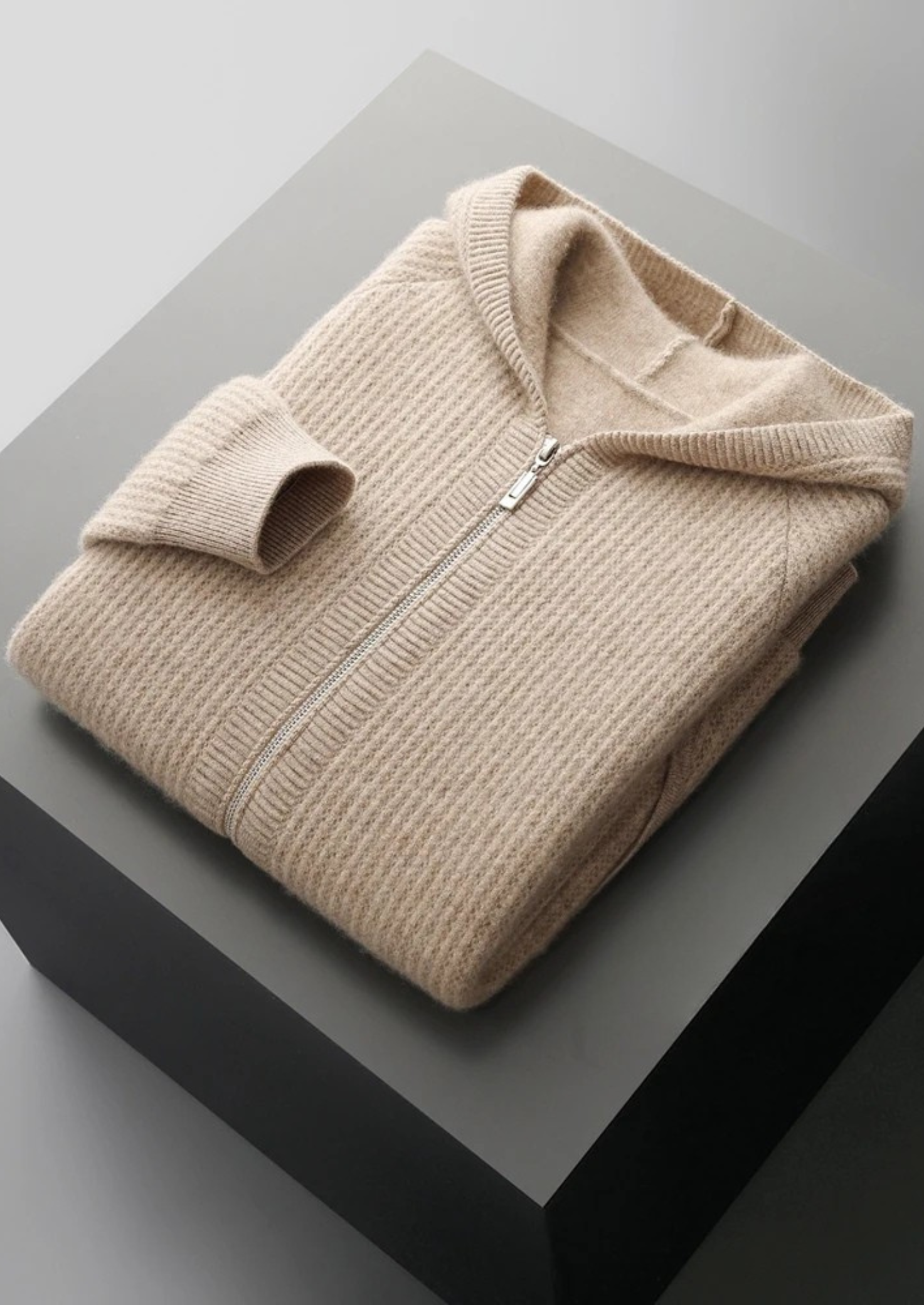 Belmont  Wool Ribbed Zipper Hoodie