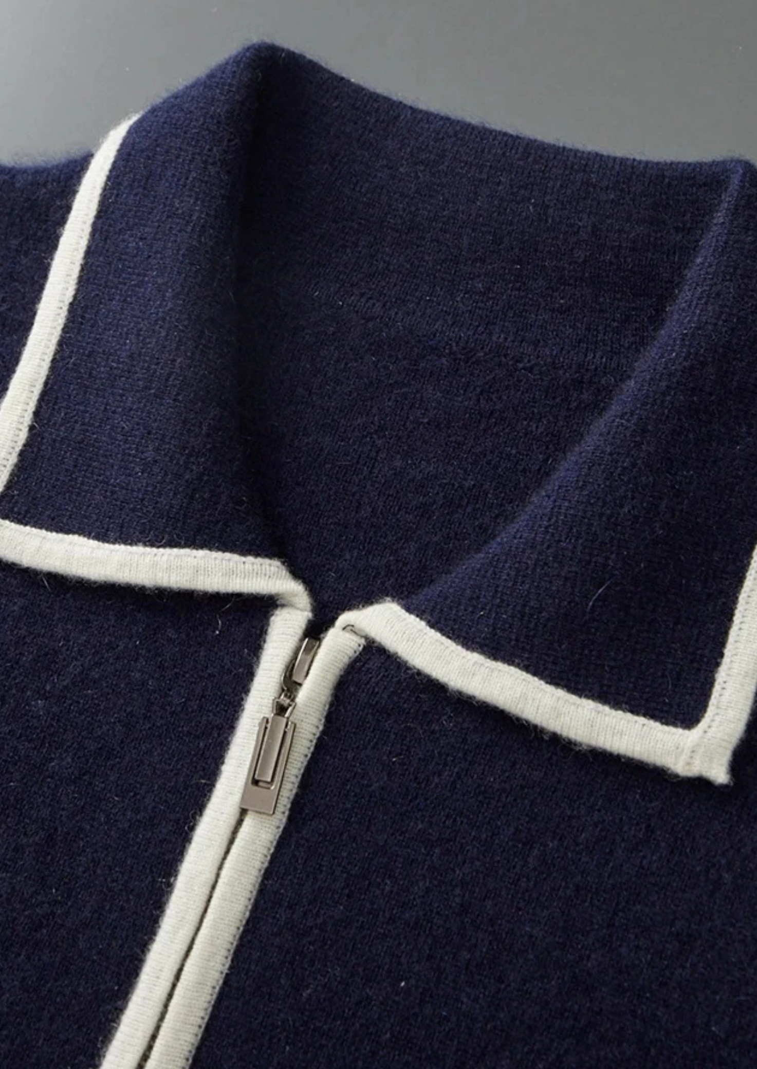 BELMONT WOOL TWO-TONE POLO CARDIGAN