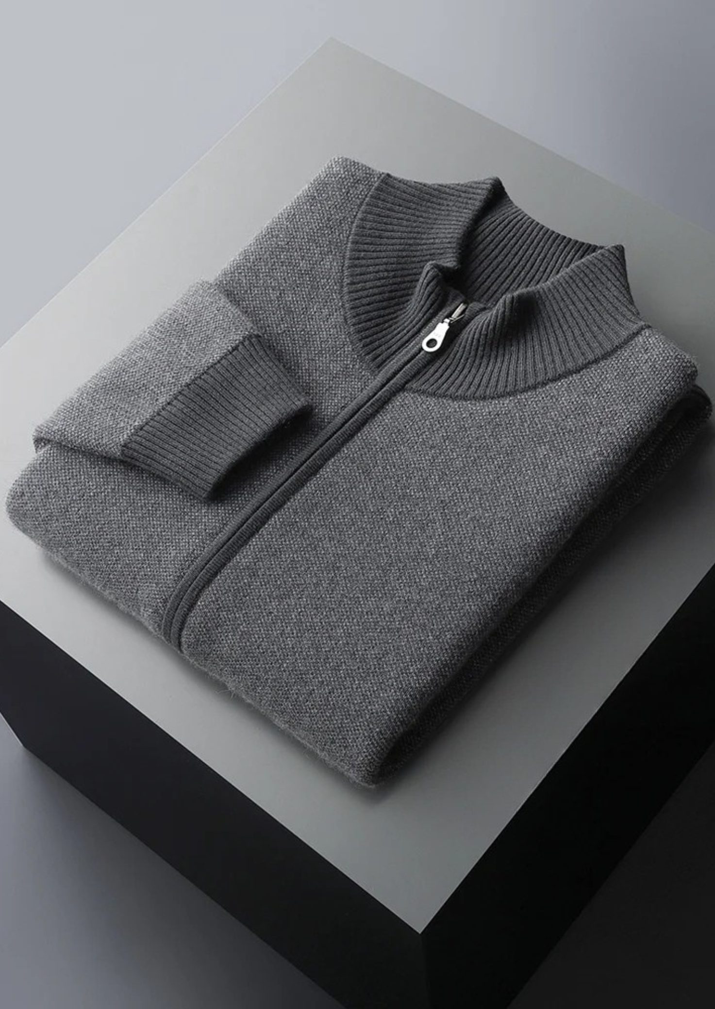 Belmont Cashmere Jacquard Zip Cardigan
