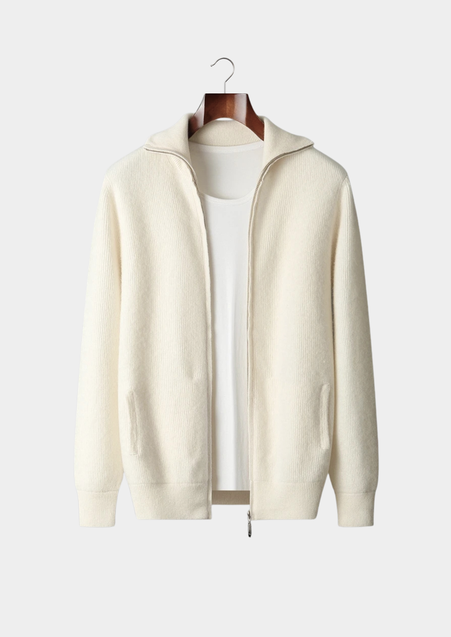 Belmont Wool Ribbed Zipper Cardigan