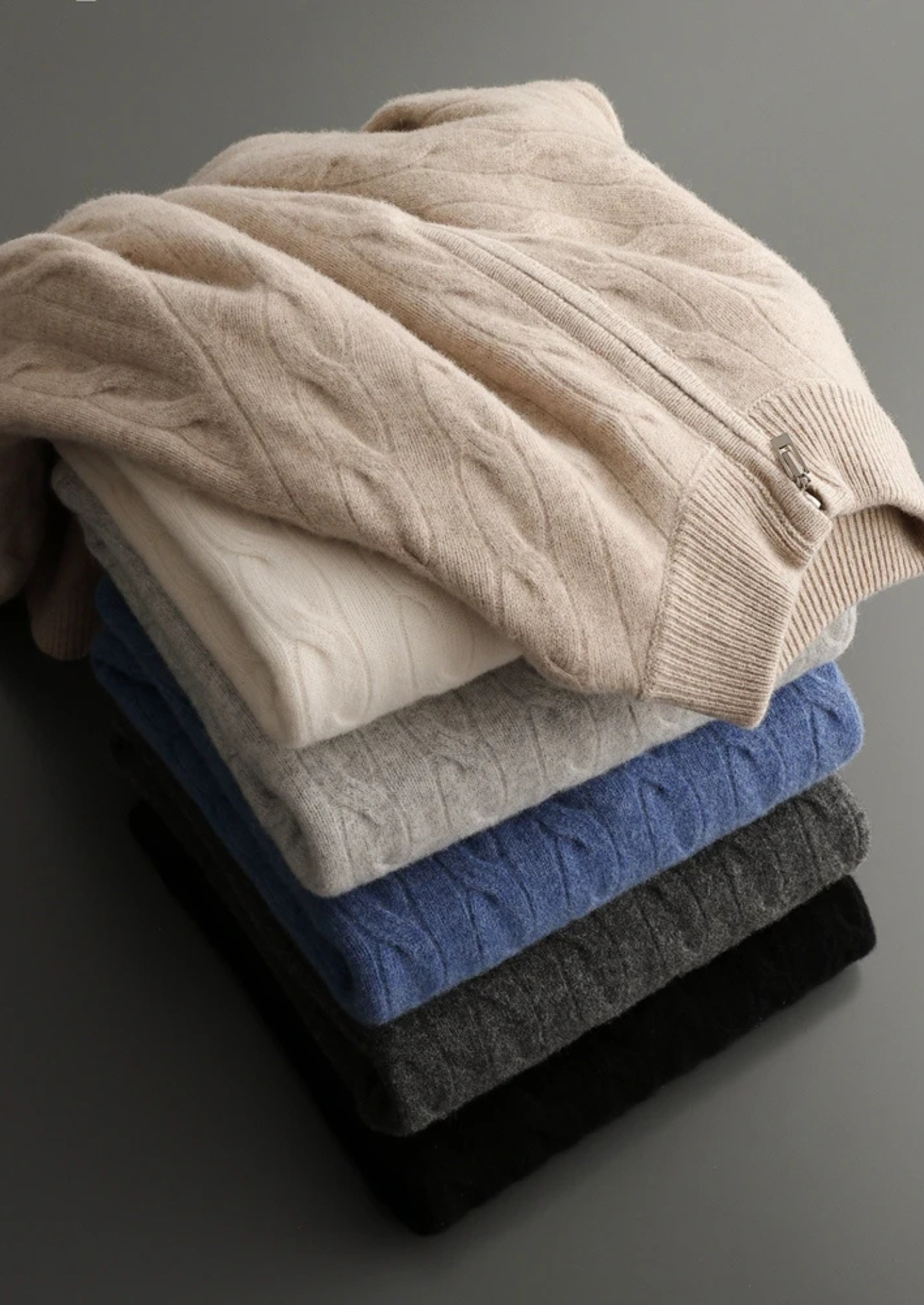 BELMONT WOOL CABLE HALF ZIP