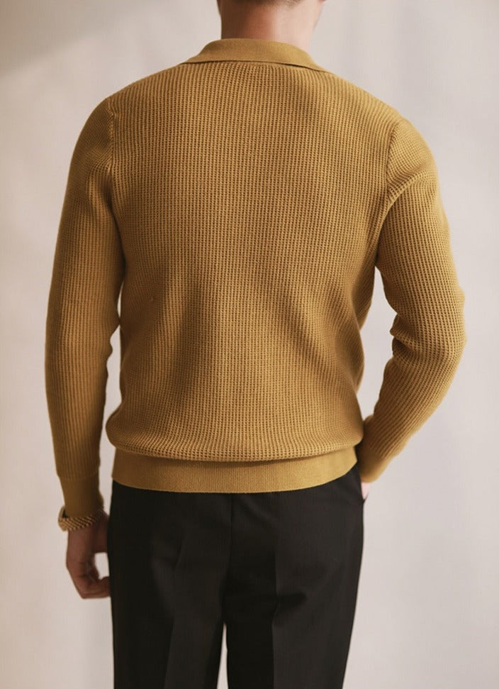 Belmont Buttonless Knit Long Sleeve Polo Shirt