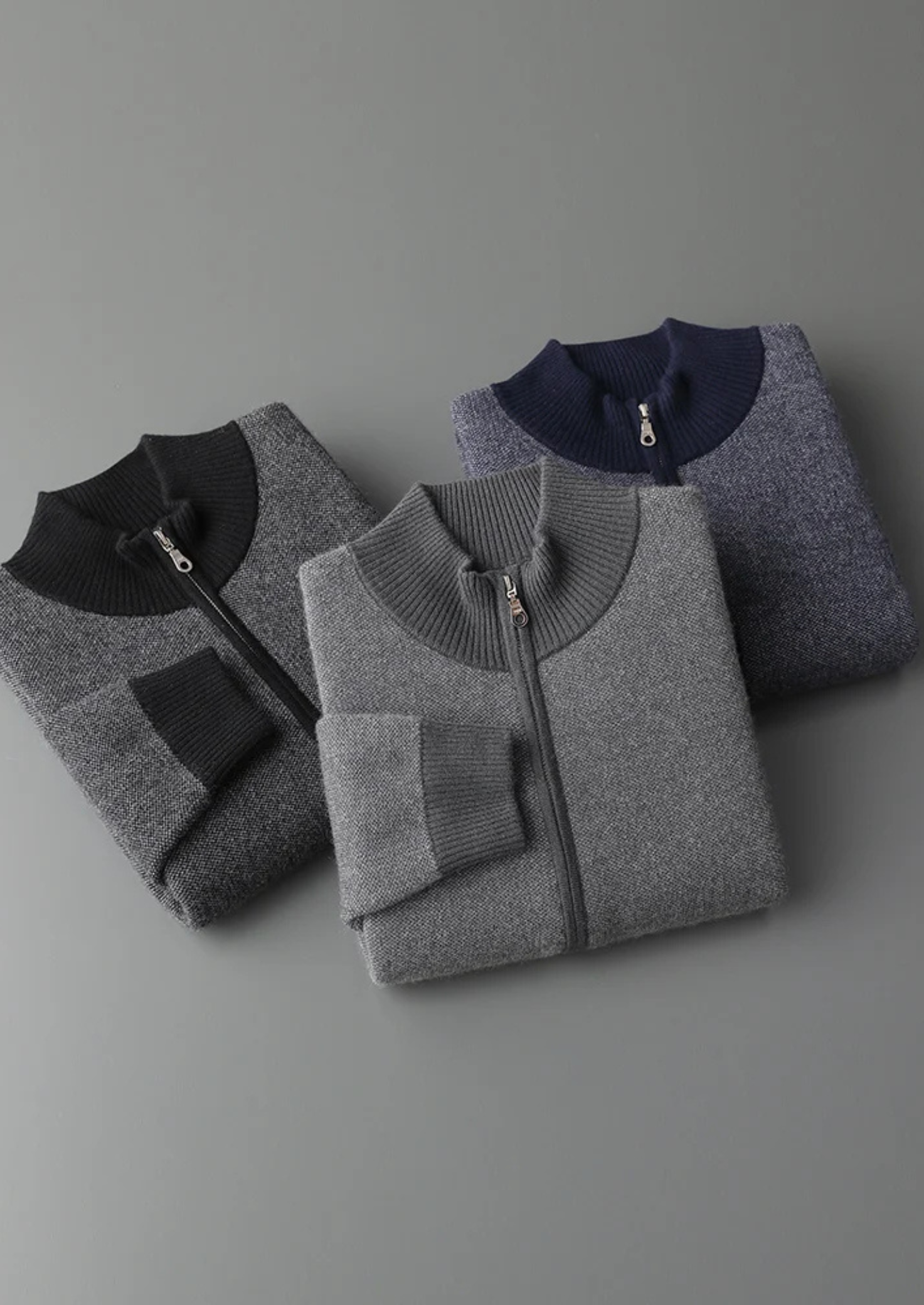 Belmont Cashmere Jacquard Zip Cardigan