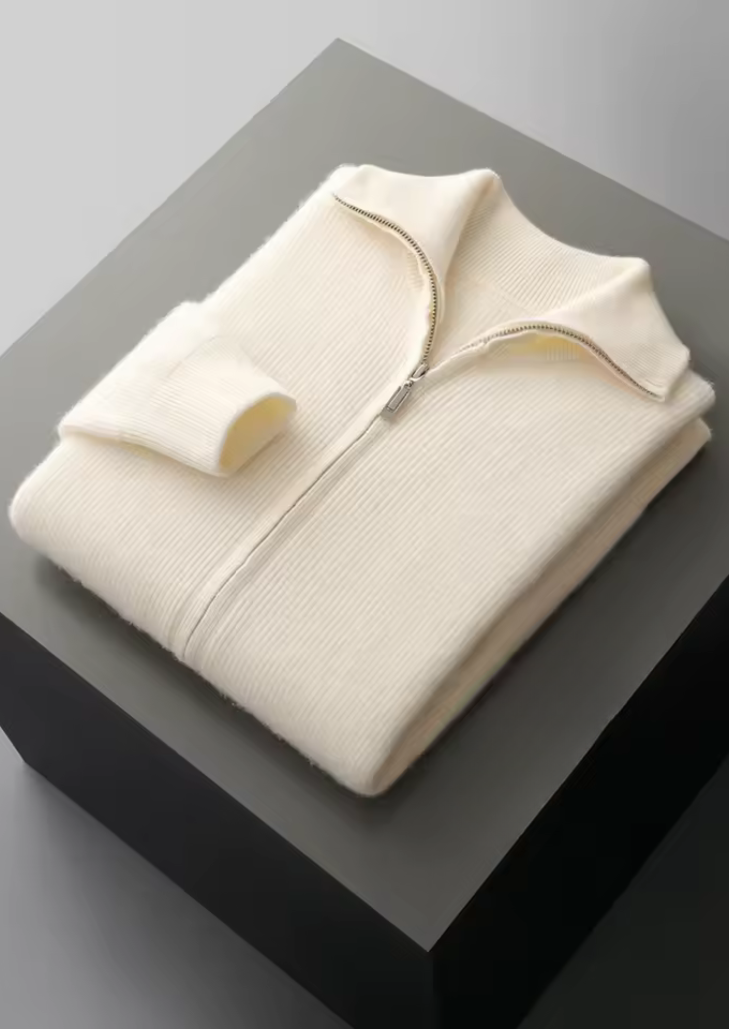 BELMONT WOOL RIBBED ZIPPER CARDIGAN