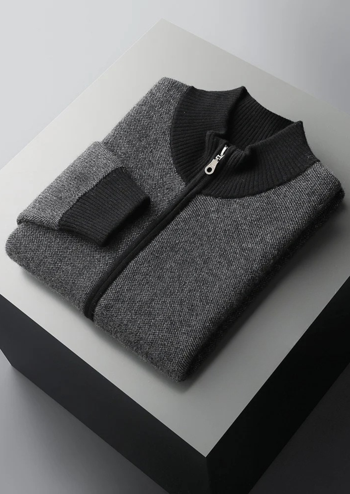 Belmont Cashmere Jacquard Zip Cardigan