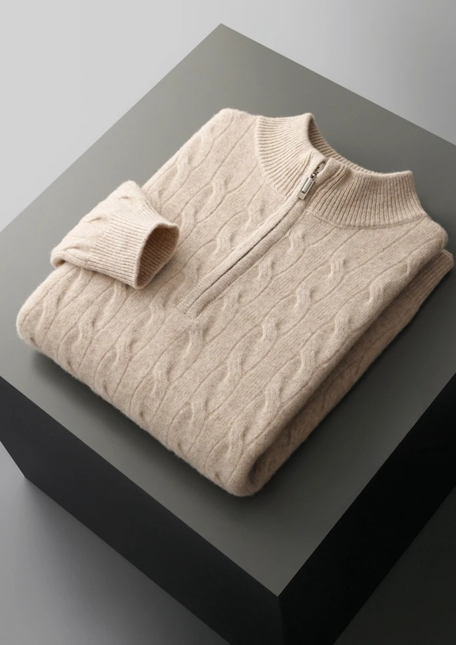 BELMONT WOOL CABLE HALF ZIP