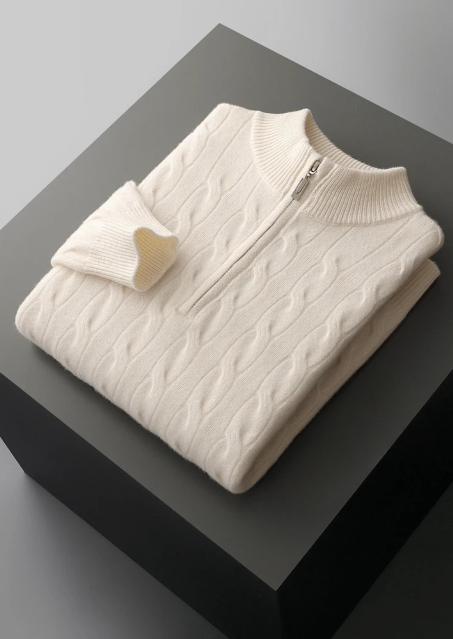 BELMONT WOOL CABLE HALF ZIP