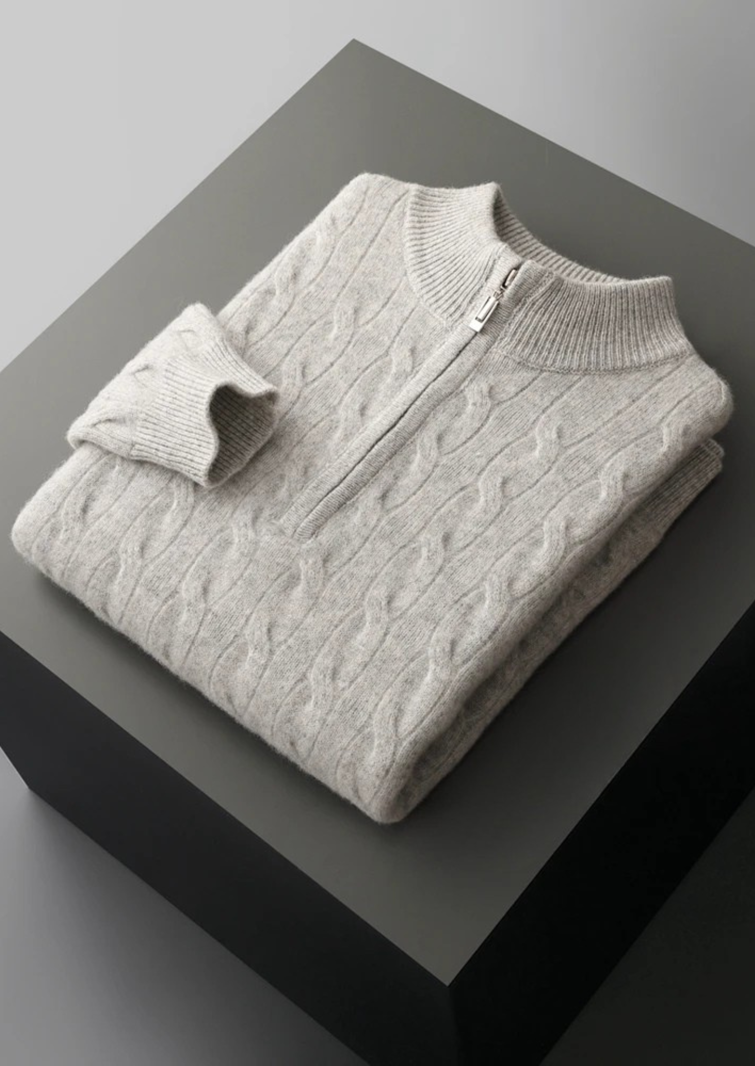 BELMONT WOOL CABLE HALF ZIP