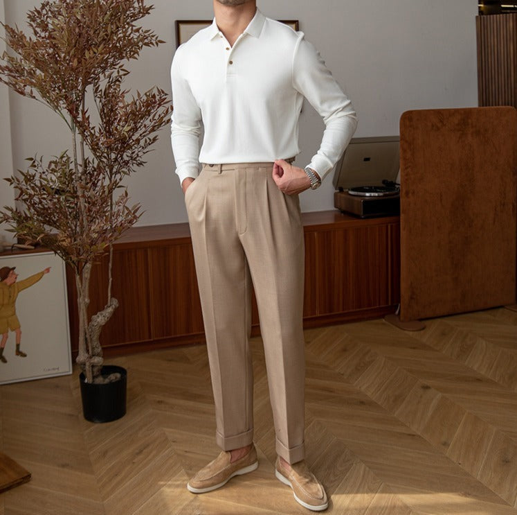 Belmont Knit Cotton Blend Long Sleeve Polo