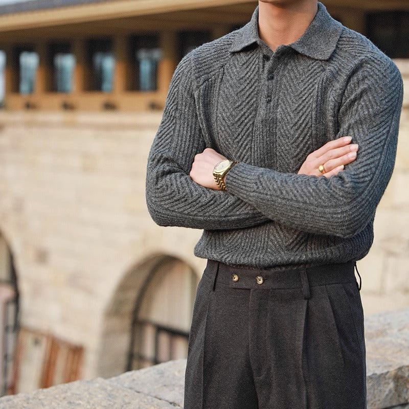 Belmont Patten Knitted Long Sleeve Polo Shirt