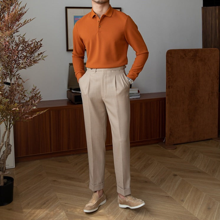 Belmont Knit Cotton Blend Long Sleeve Polo
