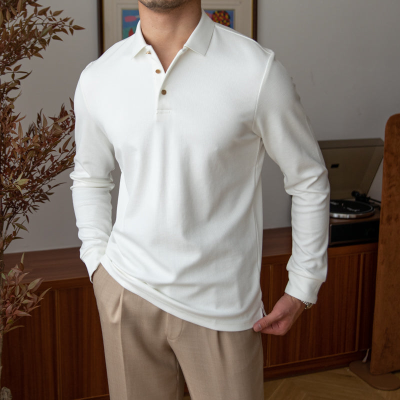 Belmont Knit Cotton Blend Long Sleeve Polo
