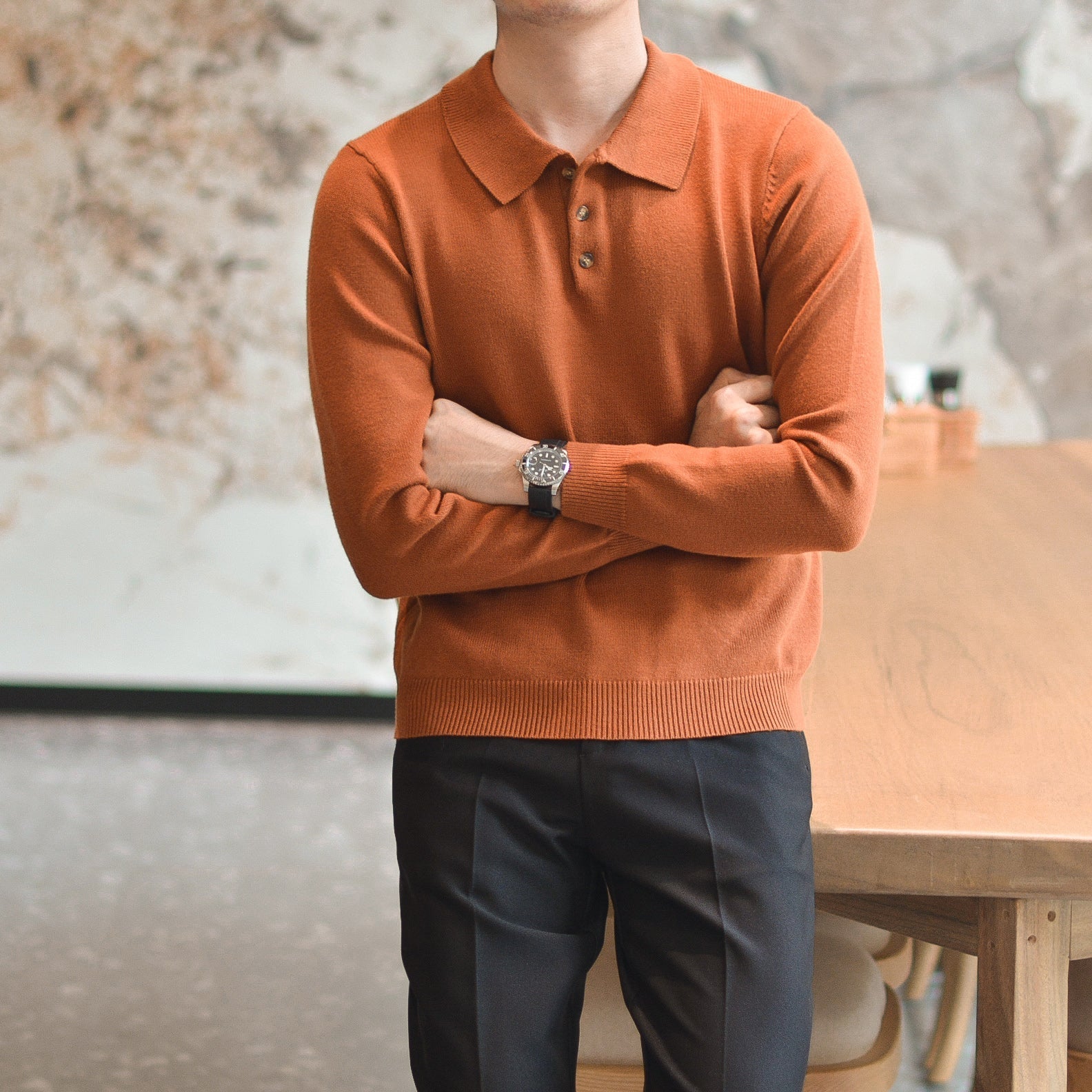 Belmont Everyday Long Sleeve Knit Polo Shirt