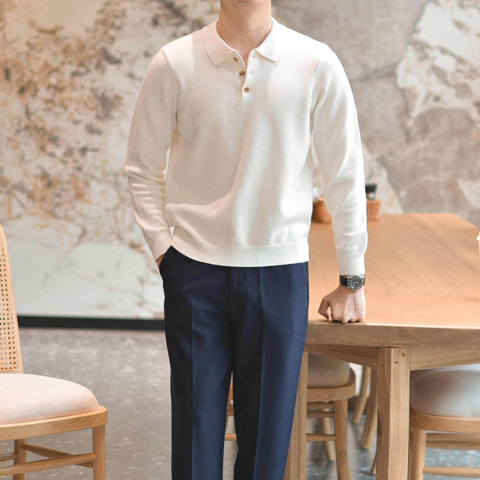 Belmont Everyday Long Sleeve Knit Polo Shirt