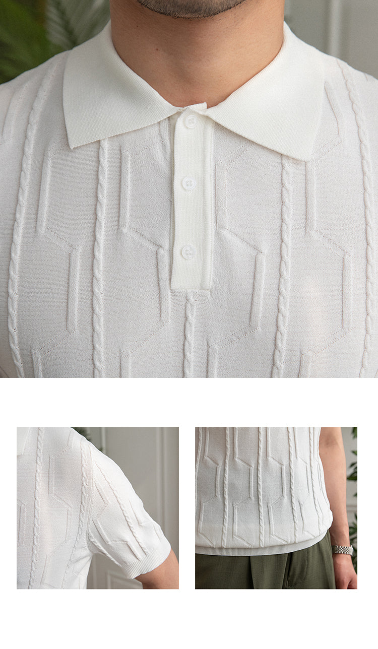 Belmont Embossed Royal Knitted Polo